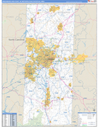 Greensboro-High Point Metro Area Wall Map Basic Style